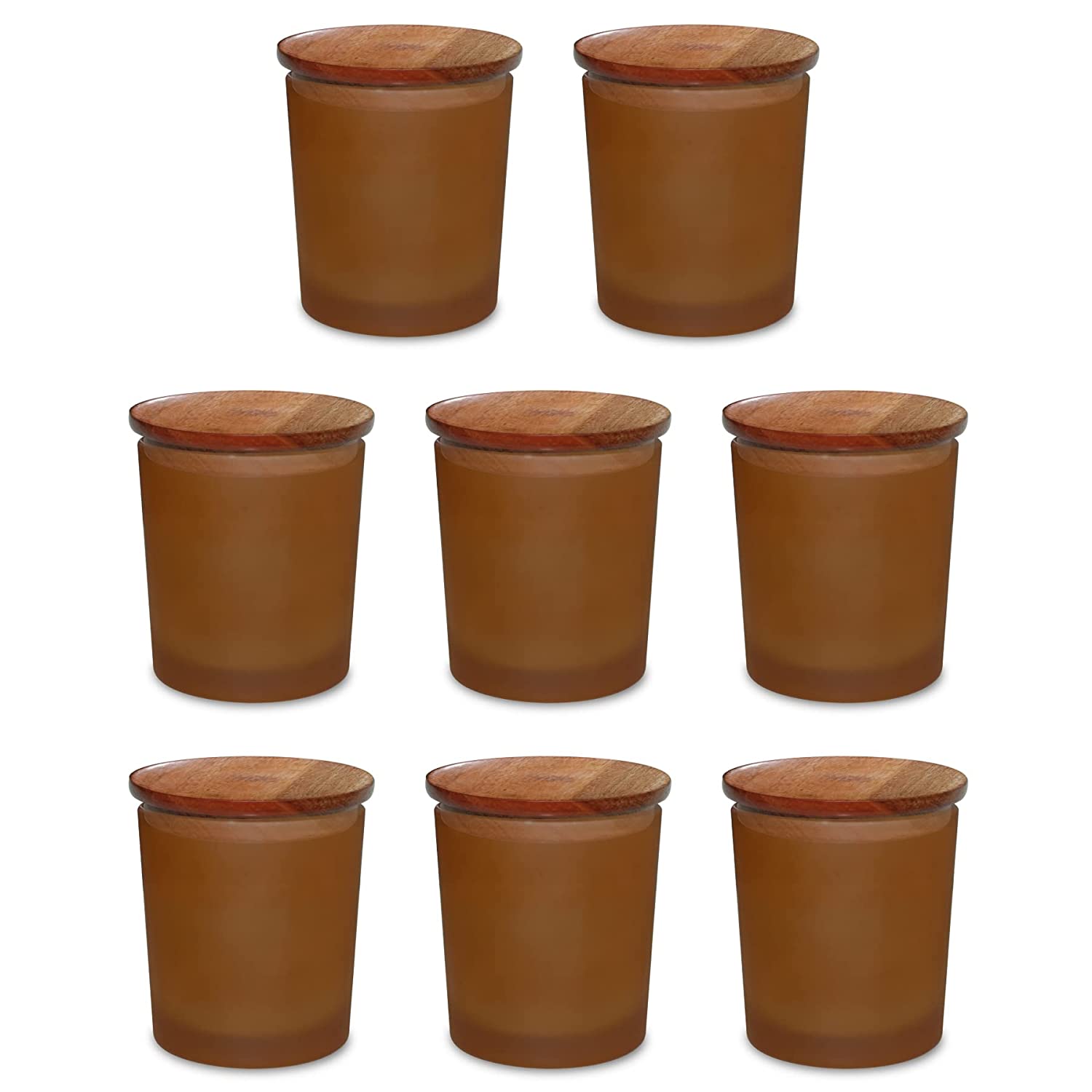 Shoprythm Packaging,Cosmetic Jar Pack of 8 Amber Frosted Glass Jar with Wooden Lid Shoprythm Packaging,Cosmetic Jar Pack of 8 Amber Frosted Glass Jar with Wooden Lid